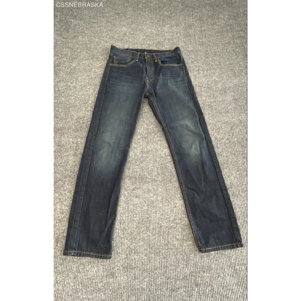 Levi's Men's 505 Regular Fit Straight Leg Jeans Dark Wash Indigo Blue Sz 31x32